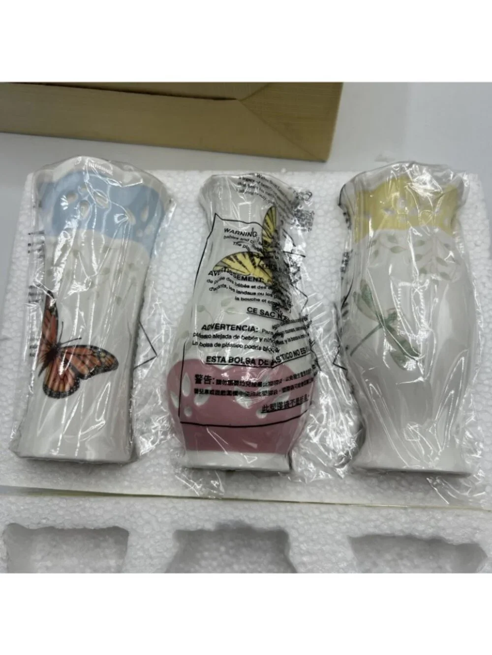 Lenox Butterfly Meadow Small Vases Set of 3 New in Box